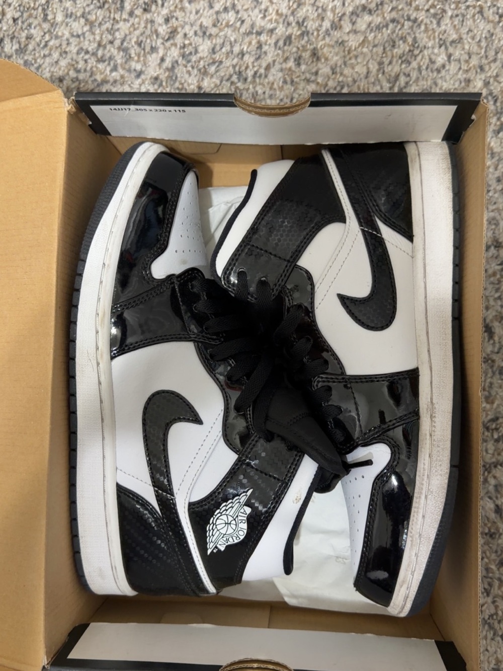 Nike Black White High-Top Patent Leather Sneakers